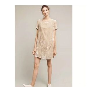 Anthropologie - Floreat - Women’s Crinkled Velvet Dress - Champagne - Size XS